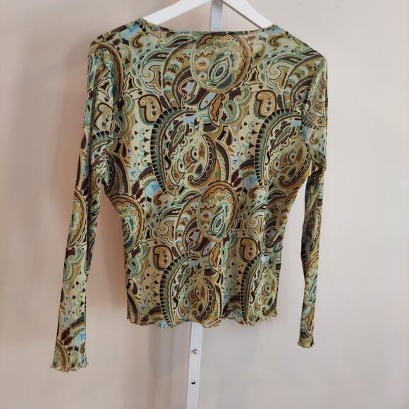 Relativity XL Long Sleeve Paisley Mesh Top Sheer Sleeves 90s Y2K Fairy - Picture 6 of 10